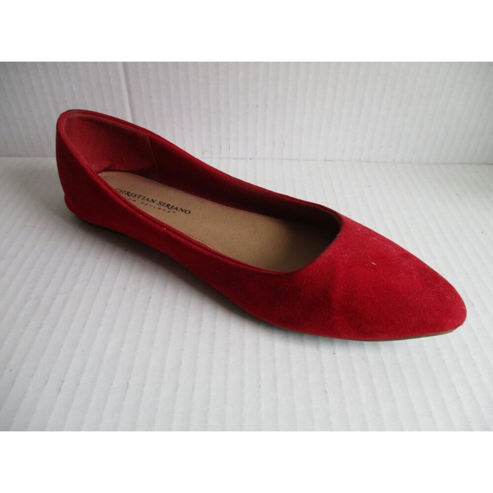 *Christian Siriano Red Brushed Fabric Pointed Toe Flats - 10W